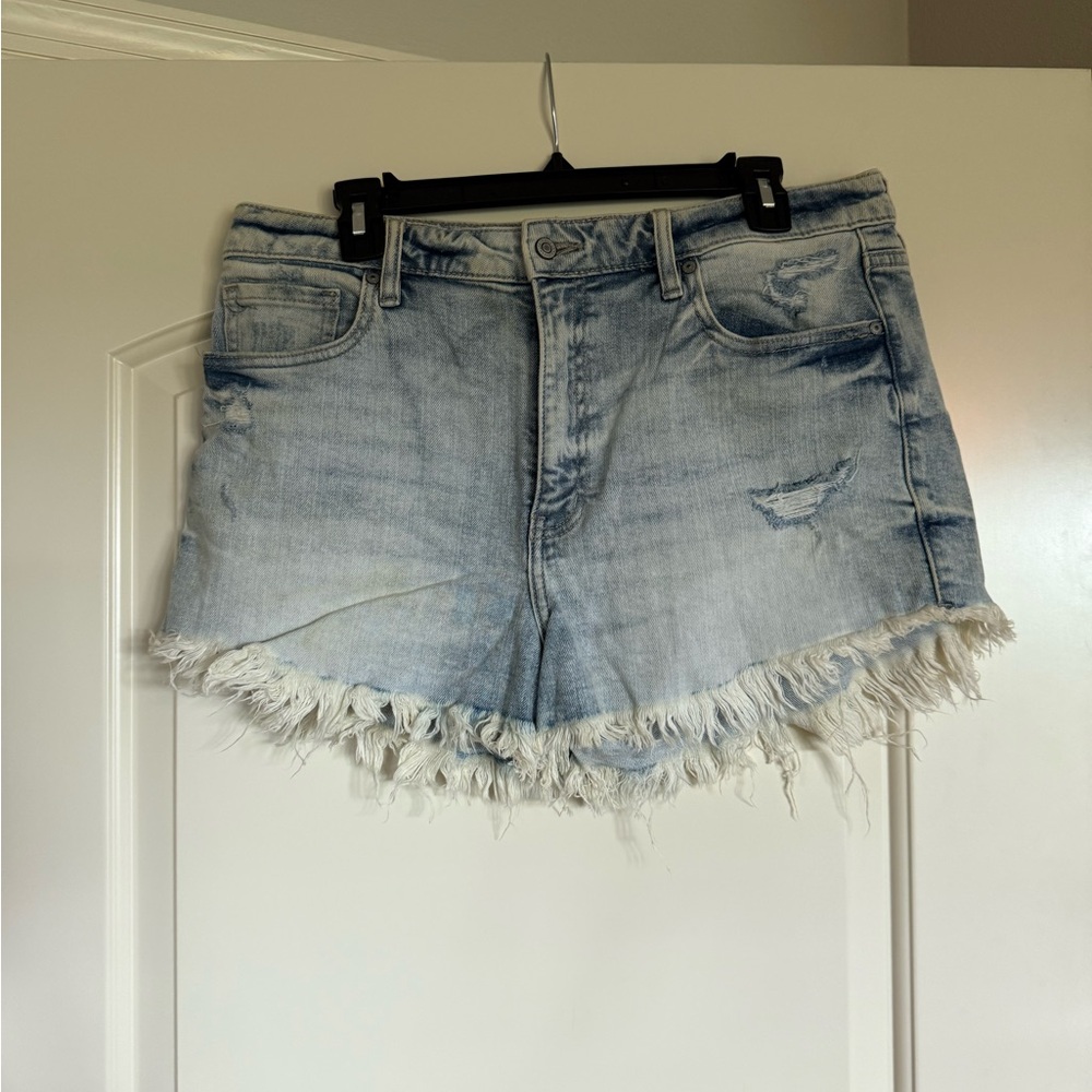 Eunina Distressed Denim Shorts in Blue